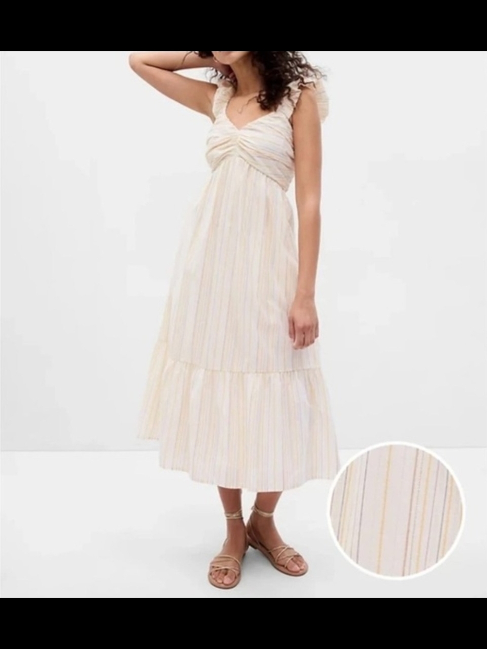 GAP Cream Midi Dress with Pastel Stripes